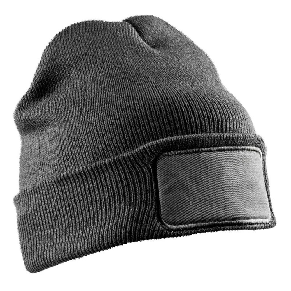 Result Winter Essentials Unisex Adult Double Knit Printer Patch Beanie / Gray